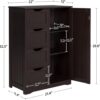 Brown Wooden Bathroom Cabinet with 4 Drawers Cupboard