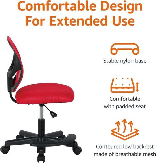 Kids Adjustable Mesh Low-Back Swivel Study Desk Chair with Footrest,