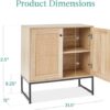2-Door Rattan Storage Cabinet, Accent Furniture, Multifunctional