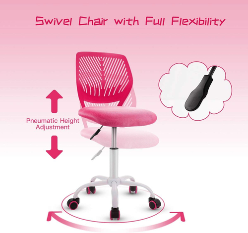 Kids Desk Chair, Adjustable Children Study Chair, Swivel Chair Armless