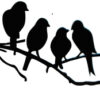 Perching Love Birds - Metal Wall Art