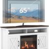 58" White Farmhouse Fireplace TV Stand for 65" TV