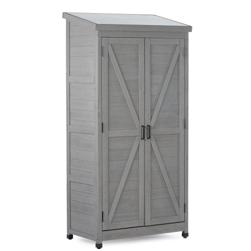 Outdoor Wooden Storage Shed with Metal Top