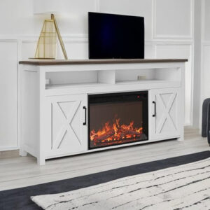 58" White Farmhouse Fireplace TV Stand for 65" TV - Image 4