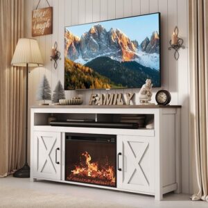 58" White Farmhouse Fireplace TV Stand for 65" TV - Image 6
