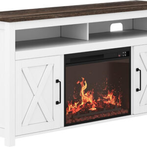 58" White Farmhouse Fireplace TV Stand for 65" TV - Image 9