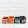 Seagrass Storage Woven Tray | Black + White band