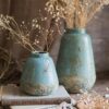 Handmade Turquoise Ceramic Vase with Textured Finish