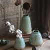 Handmade Turquoise Ceramic Vase with Textured Finish