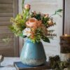 Handmade Turquoise Ceramic Vase with Textured Finish