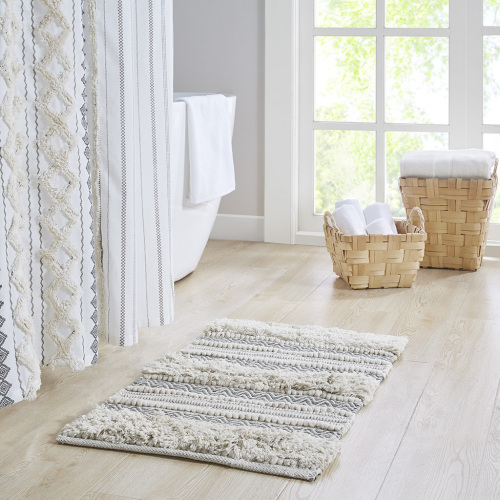 fa8d6f3c-aa57-445e-b1ac-6b082cccee20.jpg Woven Texture Stripe Bath Rug (Grey, 20" x 32")